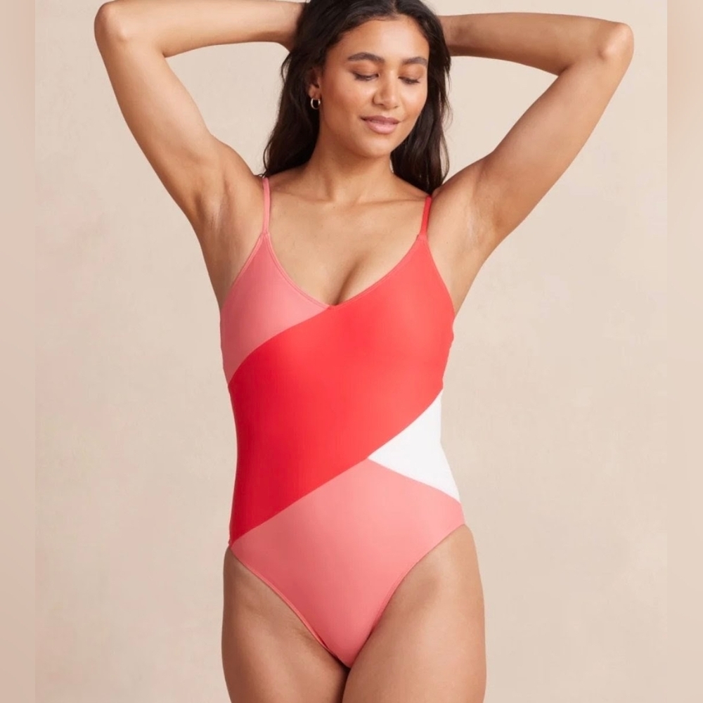 NWOT Summersalt Colorblock Swimsuit in Red and Pink 14